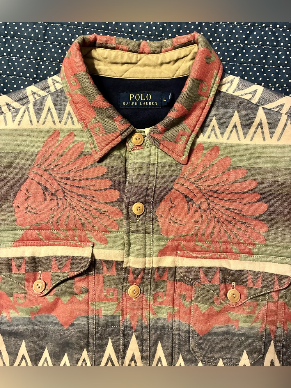 š„š„RAREš„š„POLO RALPH LAUREN LINED QUILTED WESTERN SHIRT/ JACKET- MENāS SIZE LARGE - Picture 9 of 13